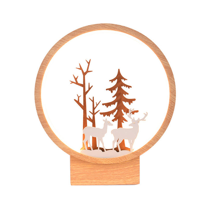 Skørter | Acrylic Ring Wall Lamp with Forest Deer Children's Room Contemporary Wall Lighting