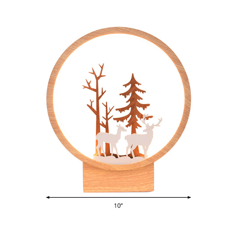Skørter | Acrylic Ring Wall Lamp with Forest Deer Children's Room Contemporary Wall Lighting