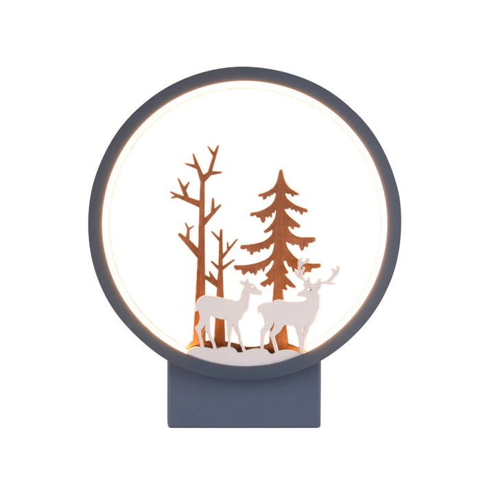 Skørter | Acrylic Ring Wall Lamp with Forest Deer Children's Room Contemporary Wall Lighting