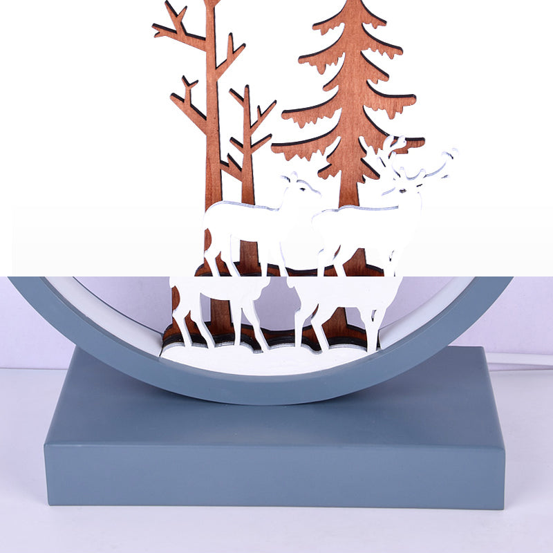 Skørter | Acrylic Ring Wall Lamp with Forest Deer Children's Room Contemporary Wall Lighting