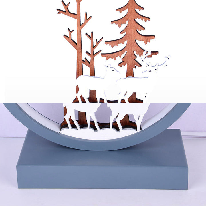 Skørter | Acrylic Ring Wall Lamp with Forest Deer Children's Room Contemporary Wall Lighting