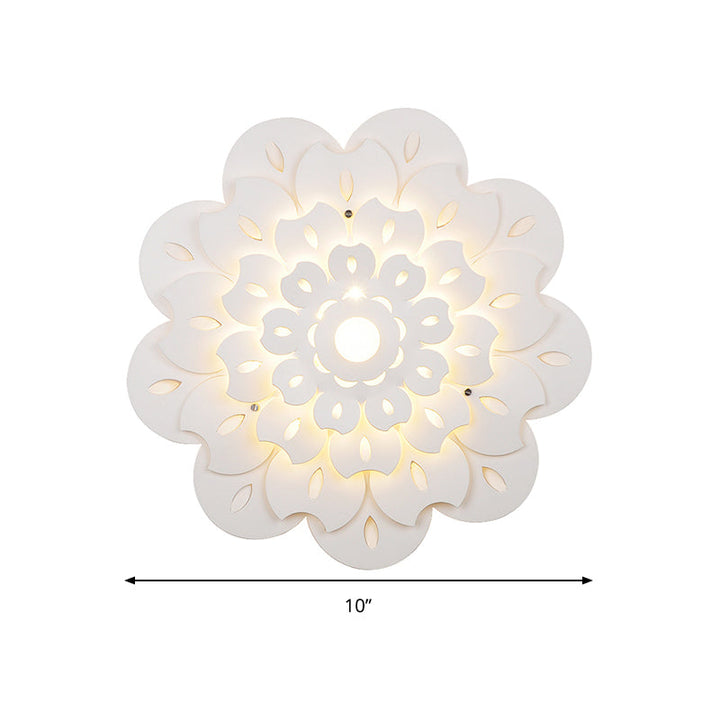 Skørter | Children's Room Flower Wall Light Acrylic Kids Beautiful White Eye-Friendly LED Wall Light