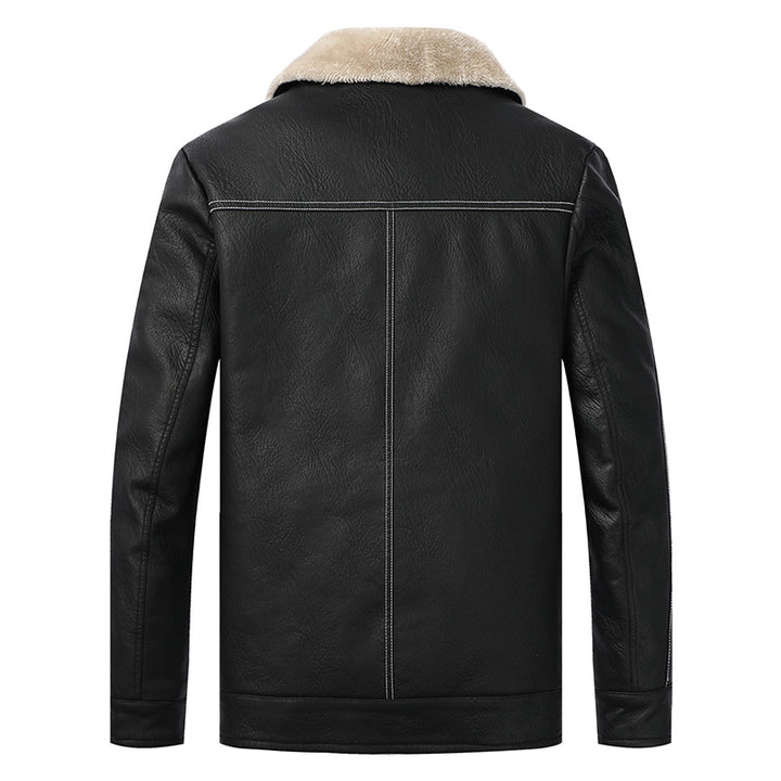 Men's Fashionable Synthetic Leather Jacket with Warm Inner Lining Lisslune