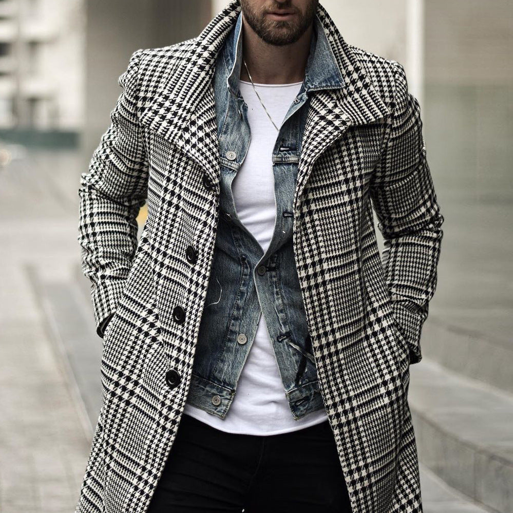 Men's elegant check coat with modern details Lisslune