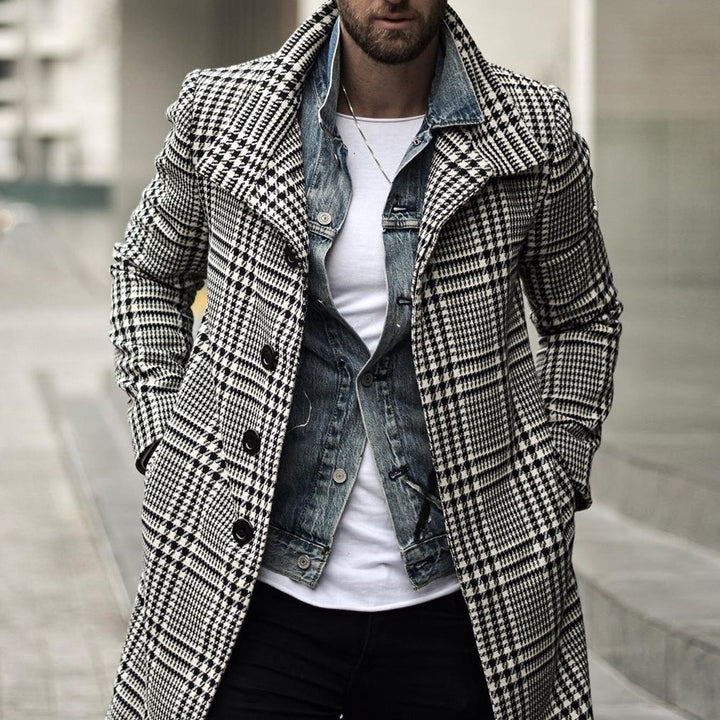 Men's elegant check coat with modern details Lisslune