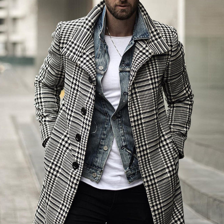 Men's elegant check coat with modern details Lisslune