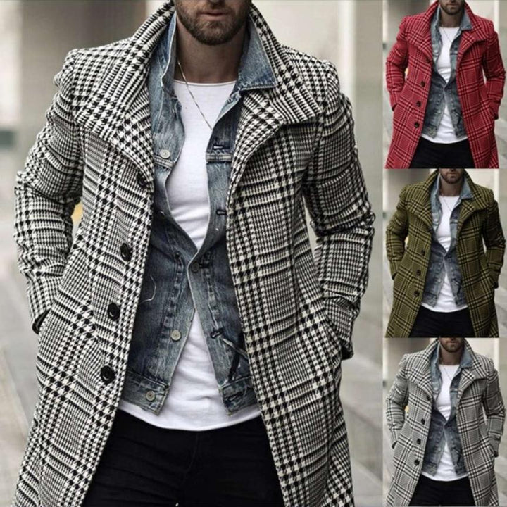 Men's elegant check coat with modern details Lisslune