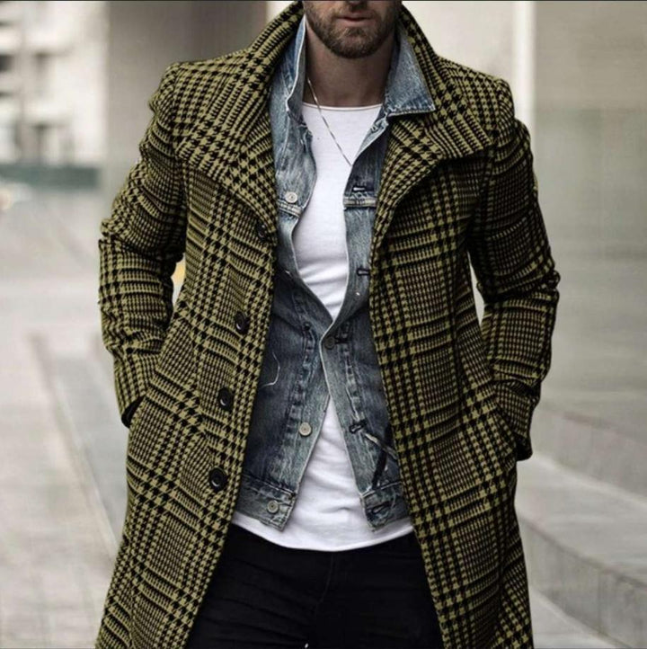 Men's elegant check coat with modern details Lisslune