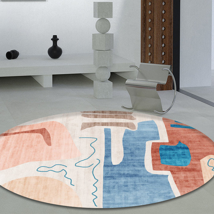 Lisslune | Pastel Watercolor Abstract Rug Polypropylene New Rug Machine Washable Non-Slip Rug for Living Room