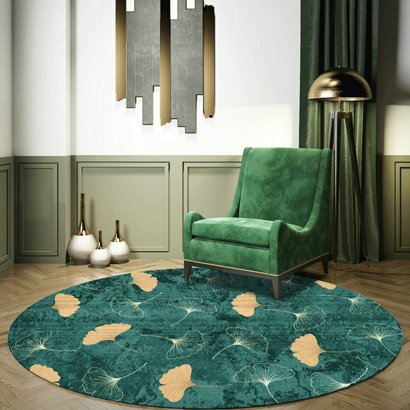 Lisslune | Green Tropical Carpet Polyester Ginkgo Leaf Print Carpet Non-Slip Rug Easy Maintenance Carpet for Home
