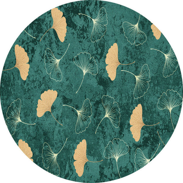Lisslune | Green Tropical Carpet Polyester Ginkgo Leaf Print Carpet Non-Slip Rug Easy Maintenance Carpet for Home