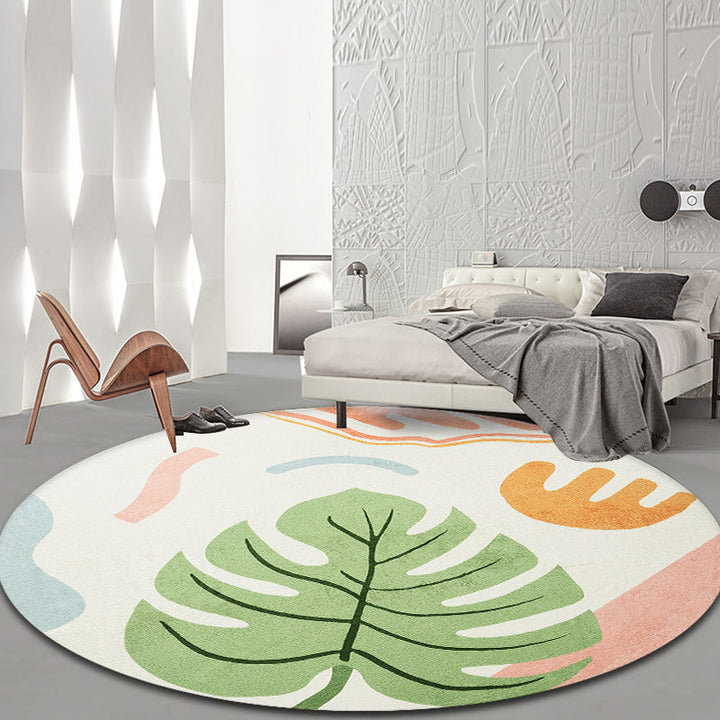 Lisslune | Green Tropical Area Rug Polyester Botanical Pattern Rug Washable Pet-Friendly Non-Slip Carpet for Study