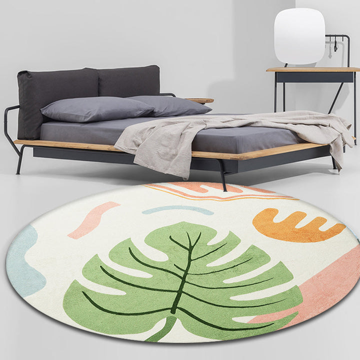 Lisslune | Green Tropical Area Rug Polyester Botanical Pattern Rug Washable Pet-Friendly Non-Slip Carpet for Study