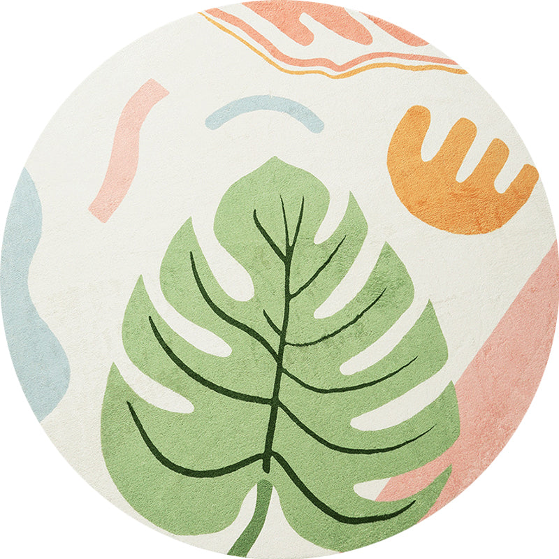 Lisslune | Green Tropical Area Rug Polyester Botanical Pattern Rug Washable Pet-Friendly Non-Slip Carpet for Study