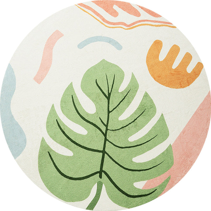Lisslune | Green Tropical Area Rug Polyester Botanical Pattern Rug Washable Pet-Friendly Non-Slip Carpet for Study
