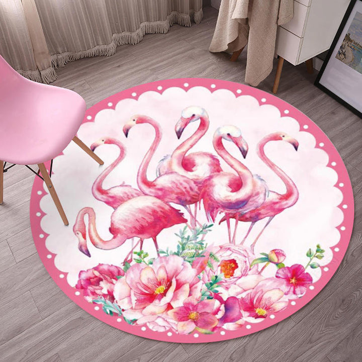 Lisslune | Multicolor Flamingo Pattern Rug Polyester Tropical Rug Non-Slip Back Machine Washable Rug for Bedroom