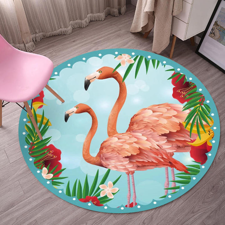 Lisslune | Multicolor Flamingo Pattern Rug Polyester Tropical Rug Non-Slip Back Machine Washable Rug for Bedroom