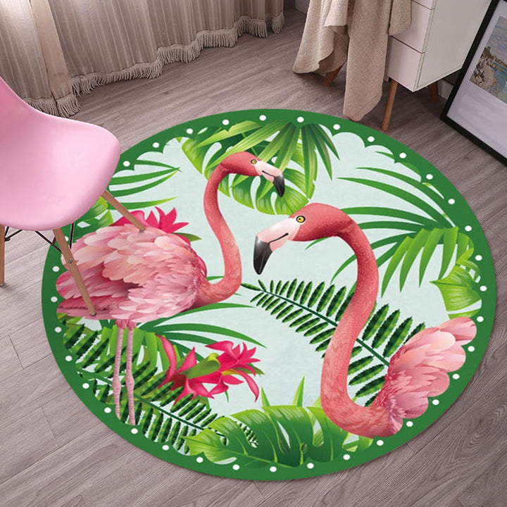 Lisslune | Multicolor Flamingo Pattern Rug Polyester Tropical Rug Non-Slip Back Machine Washable Rug for Bedroom