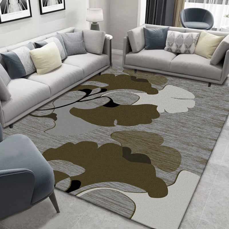 Lisslune | Tropical Lounge Carpet Multicolored Leaf Pattern Carpet Polyester Non-Slip Back Machine Washable Carpet