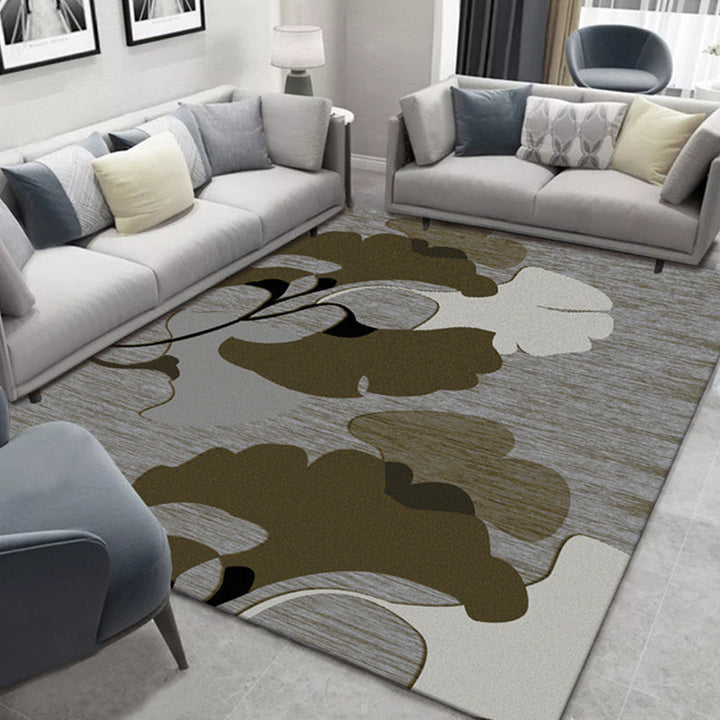 Lisslune | Tropical Lounge Carpet Multicolored Leaf Pattern Carpet Polyester Non-Slip Back Machine Washable Carpet