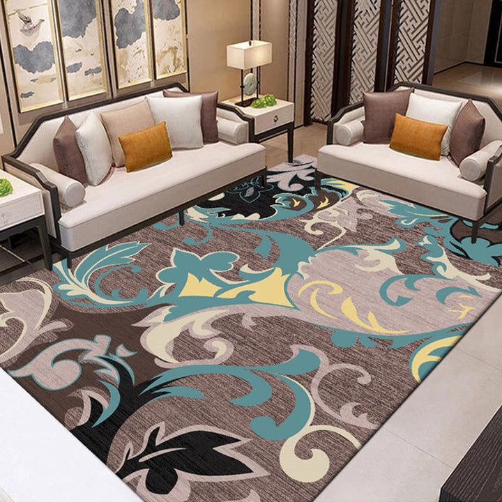 Lisslune | Tropical Lounge Carpet Multicolored Leaf Pattern Carpet Polyester Non-Slip Back Machine Washable Carpet
