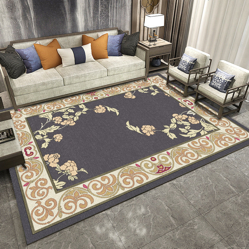 Lisslune | Classic Multicolored Oriental Carpet Polyester Branch and Bird Pattern Carpet Washable Pet Friendly Non-Slip Rug for the Living Room
