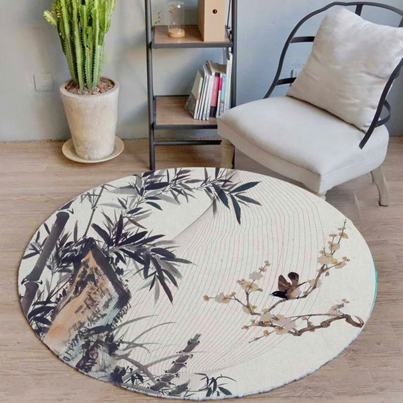 Lisslune | Unique bird pattern rug with branch Multicolored Oriental rug Polyester Machine washable Non-slip rug for balcony