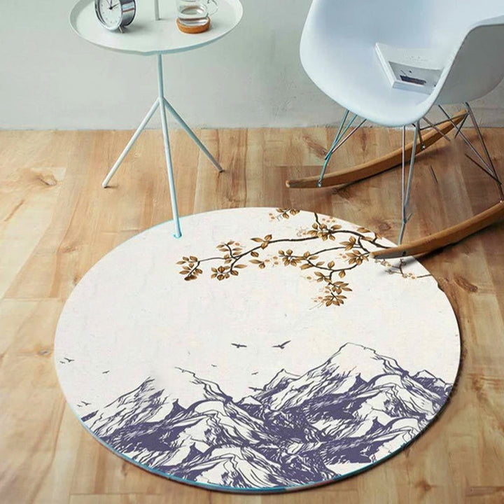 Lisslune | Unique bird pattern rug with branch Multicolored Oriental rug Polyester Machine washable Non-slip rug for balcony