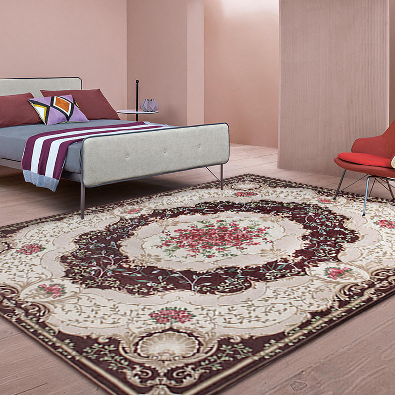 Lisslune | Blossom Pattern Carpet Polyester Retro Carpet Anti-Slip Carpet Machine Washable Indoor Carpet for Bedroom