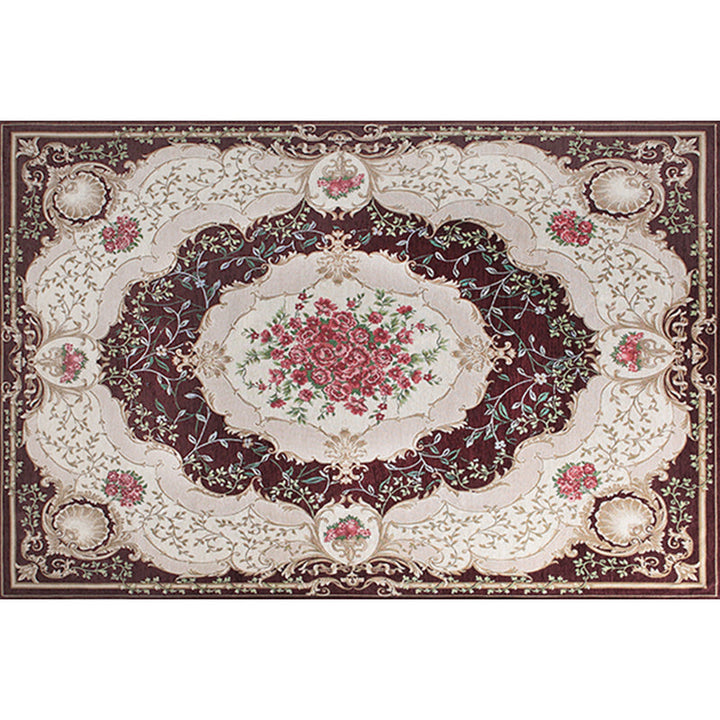Lisslune | Blossom Pattern Carpet Polyester Retro Carpet Anti-Slip Carpet Machine Washable Indoor Carpet for Bedroom