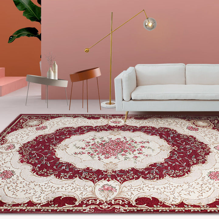 Lisslune | Blossom Pattern Carpet Polyester Retro Carpet Anti-Slip Carpet Machine Washable Indoor Carpet for Bedroom
