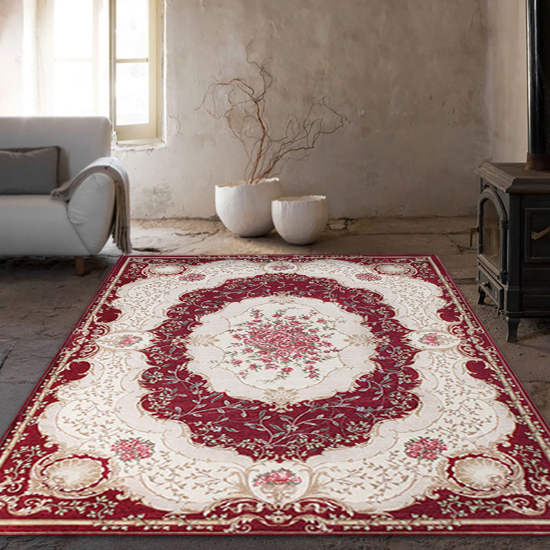 Lisslune | Blossom Pattern Carpet Polyester Retro Carpet Anti-Slip Carpet Machine Washable Indoor Carpet for Bedroom