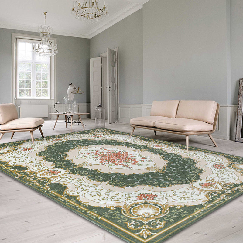 Lisslune | Blossom Pattern Carpet Polyester Retro Carpet Anti-Slip Carpet Machine Washable Indoor Carpet for Bedroom