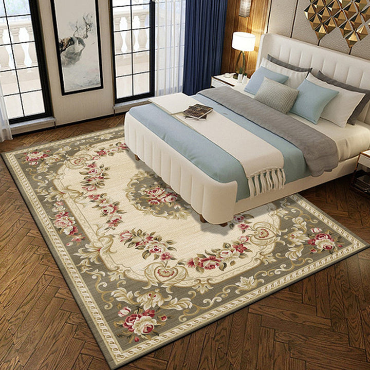 Lisslune | Traditional floral pattern carpet blue and red retro carpet washable pet friendly non-slip rug for living room