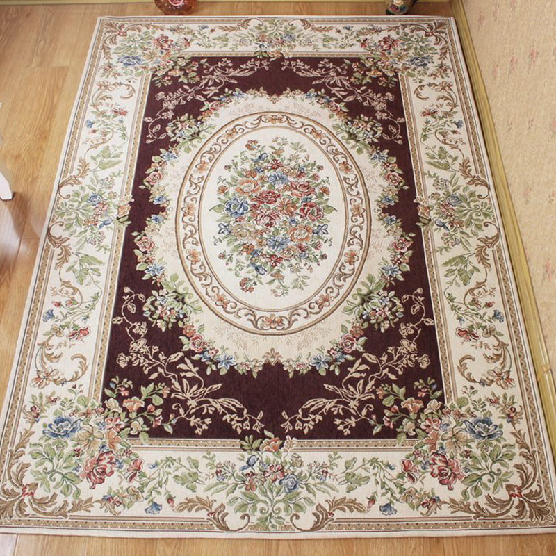 Lisslune | Bud printed rug polyester traditional indoor rug non-slip washable pet-friendly rug for living room