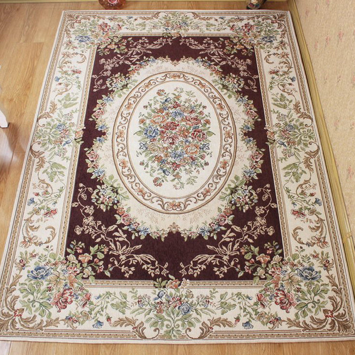 Lisslune | Bud printed rug polyester traditional indoor rug non-slip washable pet-friendly rug for living room