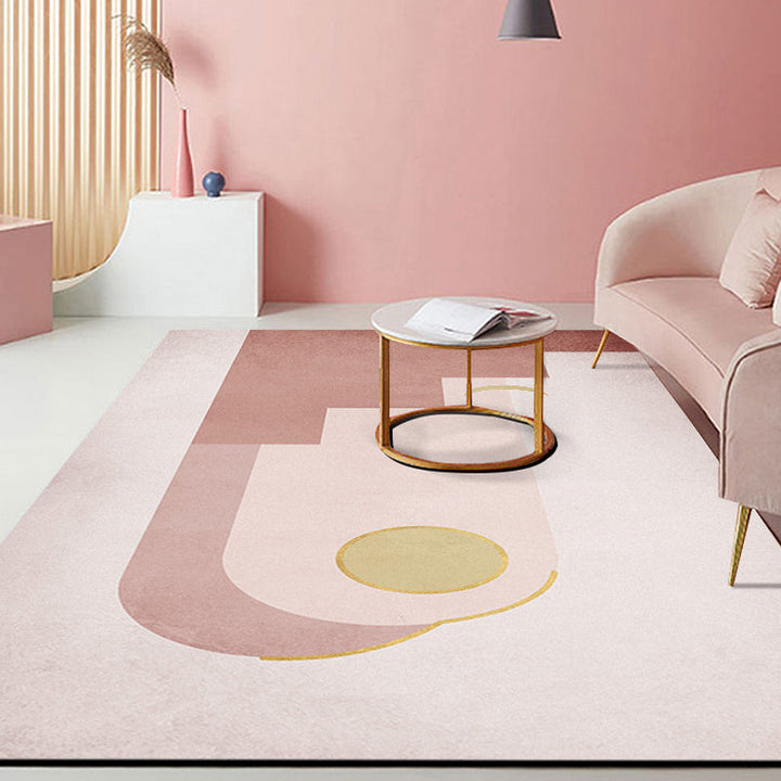 Lisslune | Pink Hall Rug Modernist Color Bar and Stripe Pattern Rug Polyester Pet Friendly Washable Non-Slip Back Rug
