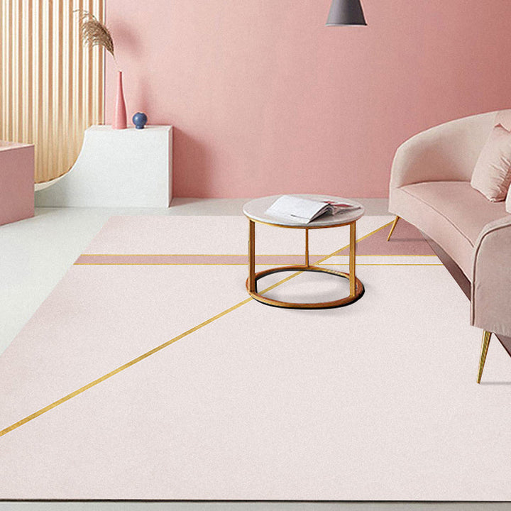 Lisslune | Pink Hall Rug Modernist Color Bar and Stripe Pattern Rug Polyester Pet Friendly Washable Non-Slip Back Rug