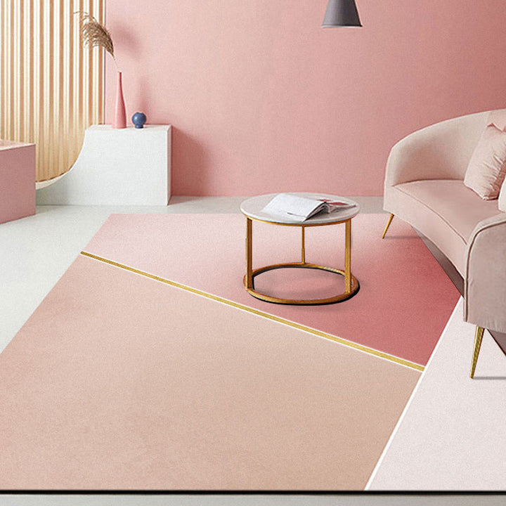 Lisslune | Modern Abstract Carpet Pink Polyester Area Rug Pet Friendly Washable Non-slip Back Area Rug for Living Room
