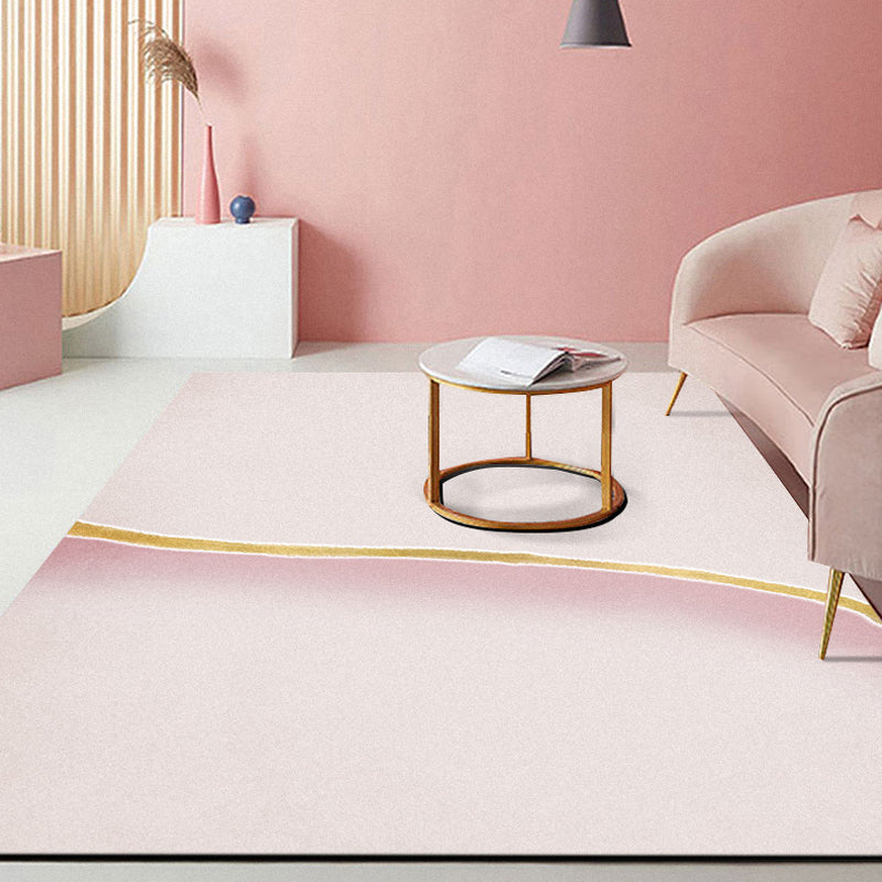 Lisslune | Modern Abstract Carpet Pink Polyester Area Rug Pet Friendly Washable Non-slip Back Area Rug for Living Room