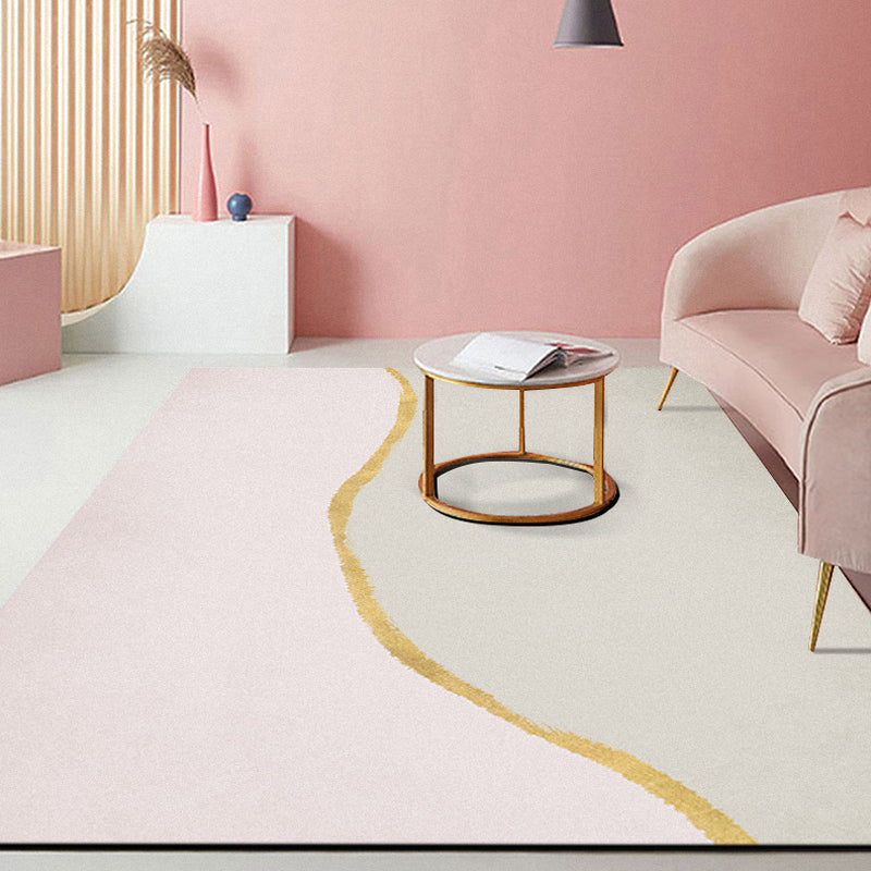 Lisslune | Modern Abstract Carpet Pink Polyester Area Rug Pet Friendly Washable Non-slip Back Area Rug for Living Room