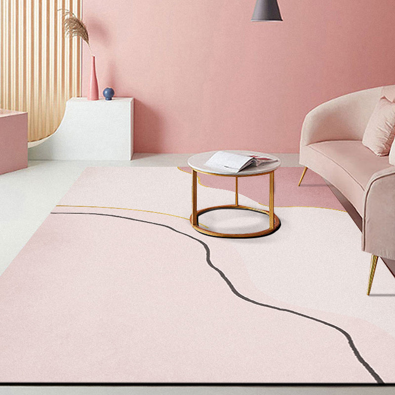 Lisslune | Modern Abstract Carpet Pink Polyester Area Rug Pet Friendly Washable Non-slip Back Area Rug for Living Room