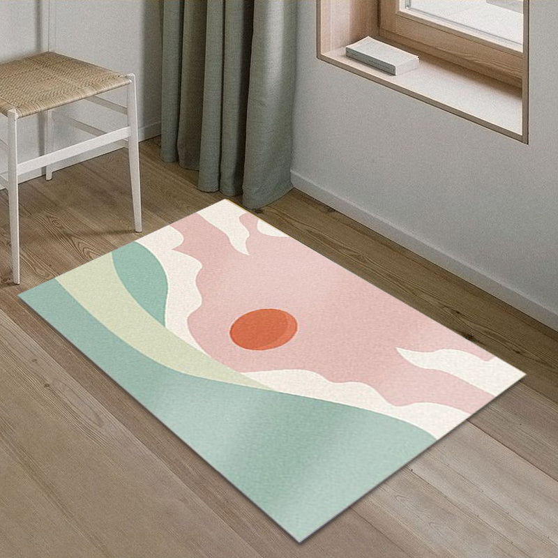 Lisslune | Funky Abstract Rug Multicolor Contemporary Indoor Rug Polyester Washable Pet-Friendly Non-Slip Back Carpet for Bedroom
