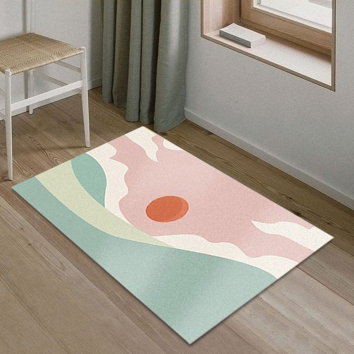 Lisslune | Funky Abstract Rug Multicolor Contemporary Indoor Rug Polyester Washable Pet-Friendly Non-Slip Back Carpet for Bedroom