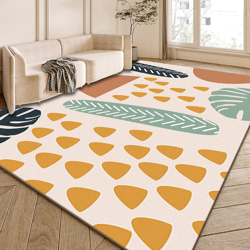Lisslune | Multi-Color Modernist Rug Polyester Abstract and Striped Pattern Rug Washable Non-Slip Back Indoor Rug for the Living Room