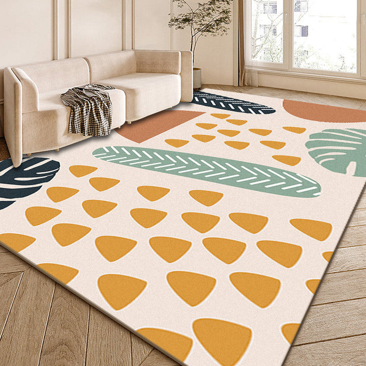 Lisslune | Multi-Color Modernist Rug Polyester Abstract and Striped Pattern Rug Washable Non-Slip Back Indoor Rug for the Living Room