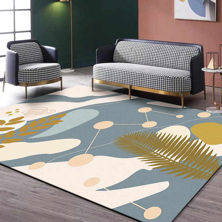 Lisslune | Multi-Color Modernist Rug Polyester Abstract and Striped Pattern Rug Washable Non-Slip Back Indoor Rug for the Living Room