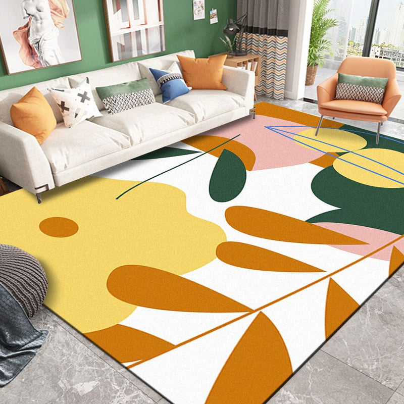 Lisslune | Modernist Color Block Carpet Multi-Color Polyester Area Rug Washable Non-Slip Back Indoor Rug for Drawing Room