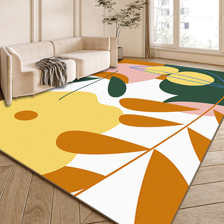 Lisslune | Modernist Color Block Carpet Multi-Color Polyester Area Rug Washable Non-Slip Back Indoor Rug for Drawing Room