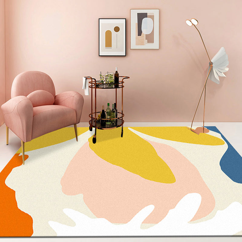 Lisslune | Modernist Color Block Carpet Multi-Color Polyester Area Rug Washable Non-Slip Back Indoor Rug for Drawing Room